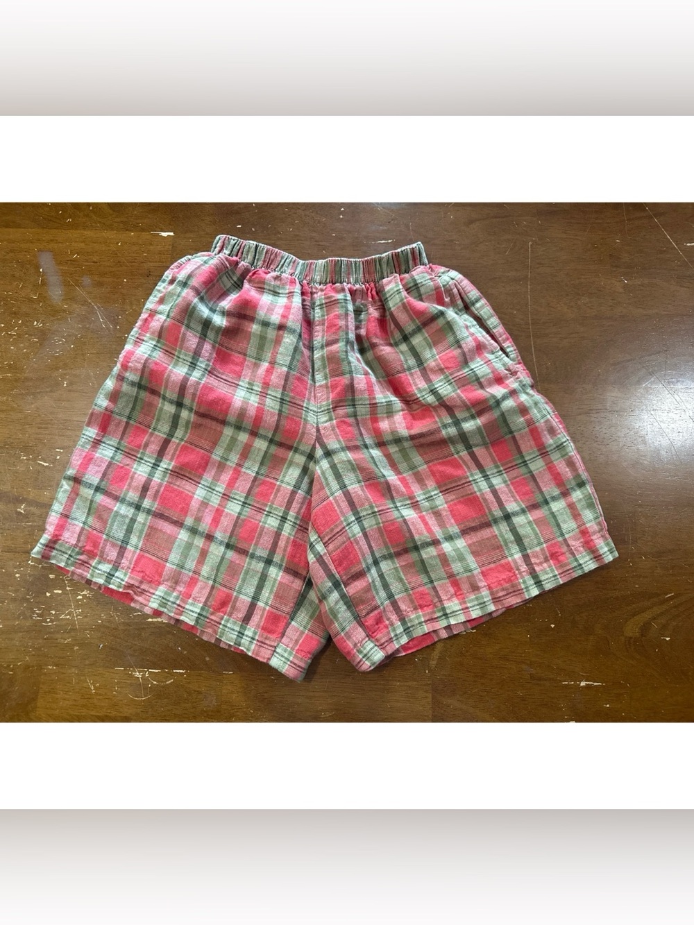 Country Club by Koret Vintage Women’s Petite Plaid Shorts in Red and Olive